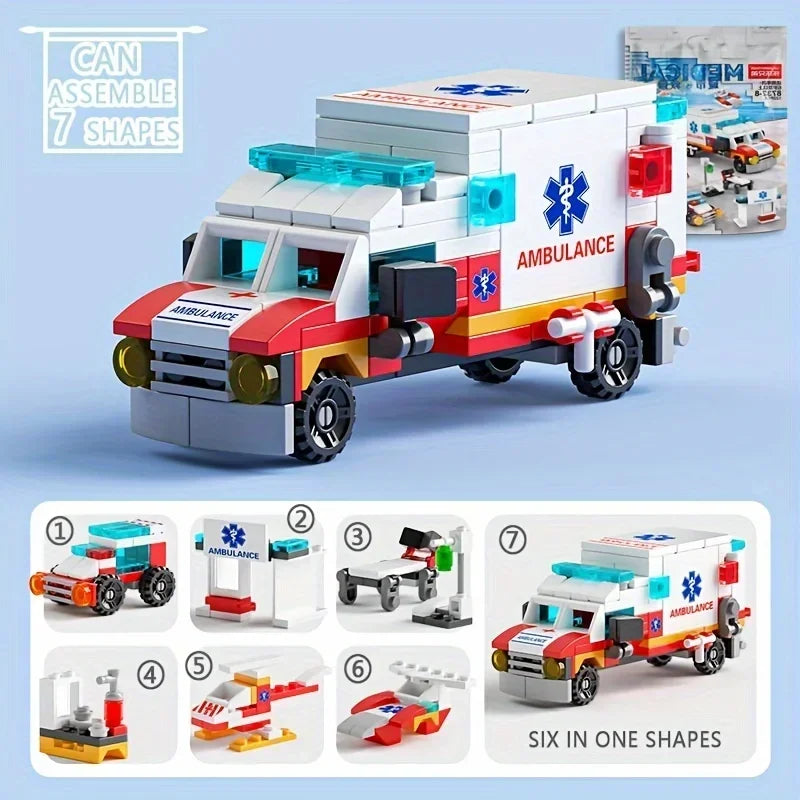 Mini size 6 In 1 Police Car Fire Truck etc.