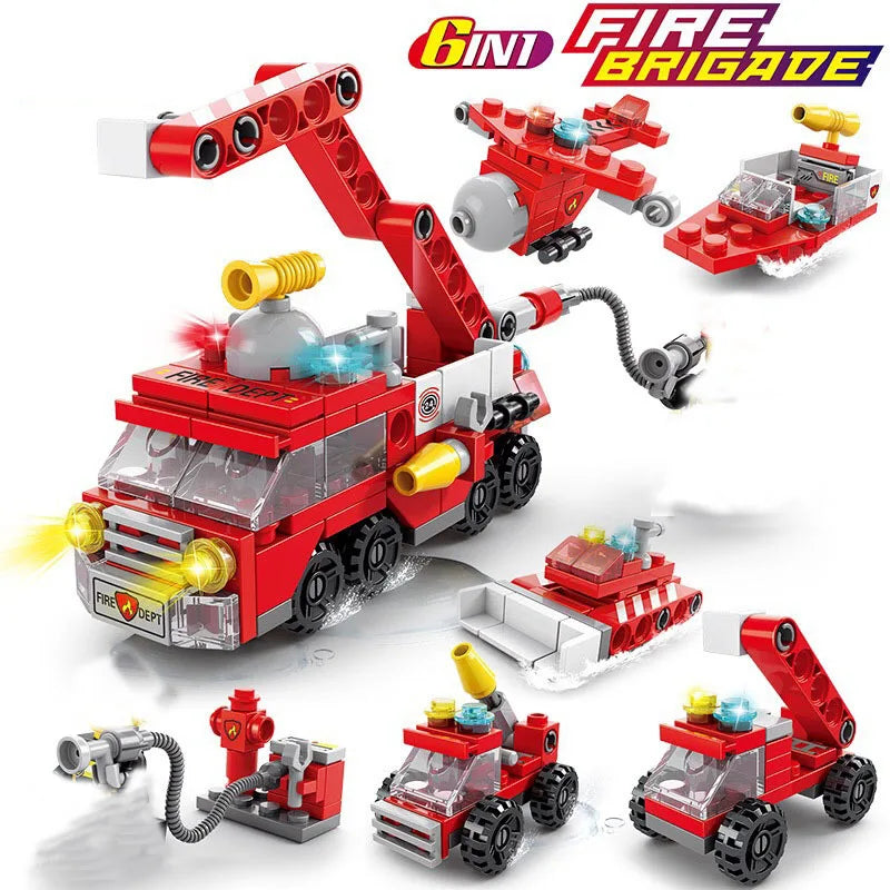 Mini size 6 In 1 Police Car Fire Truck etc.